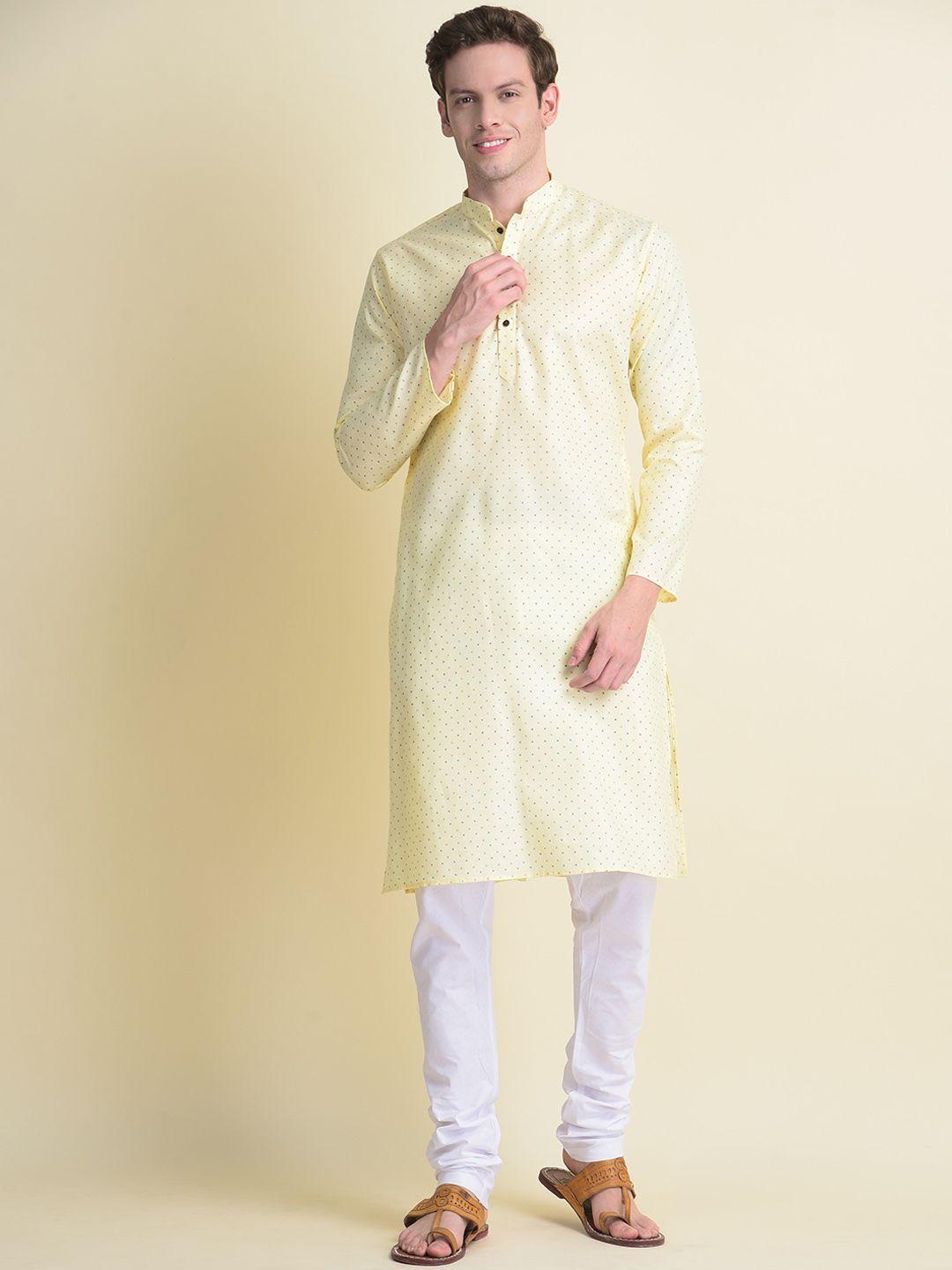 namaskar men geometric printed cotton kurta