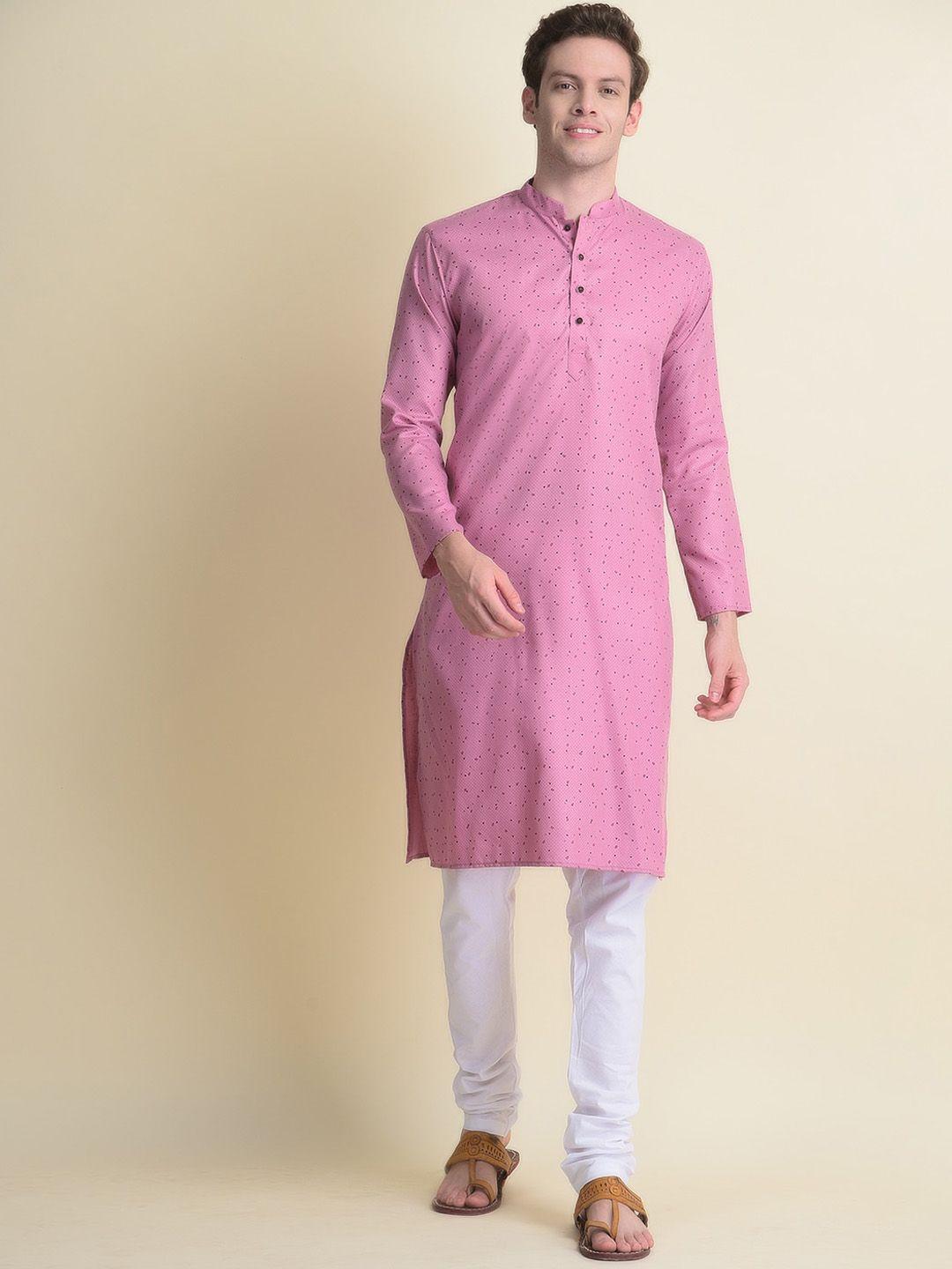 namaskar men geometric printed cotton kurta