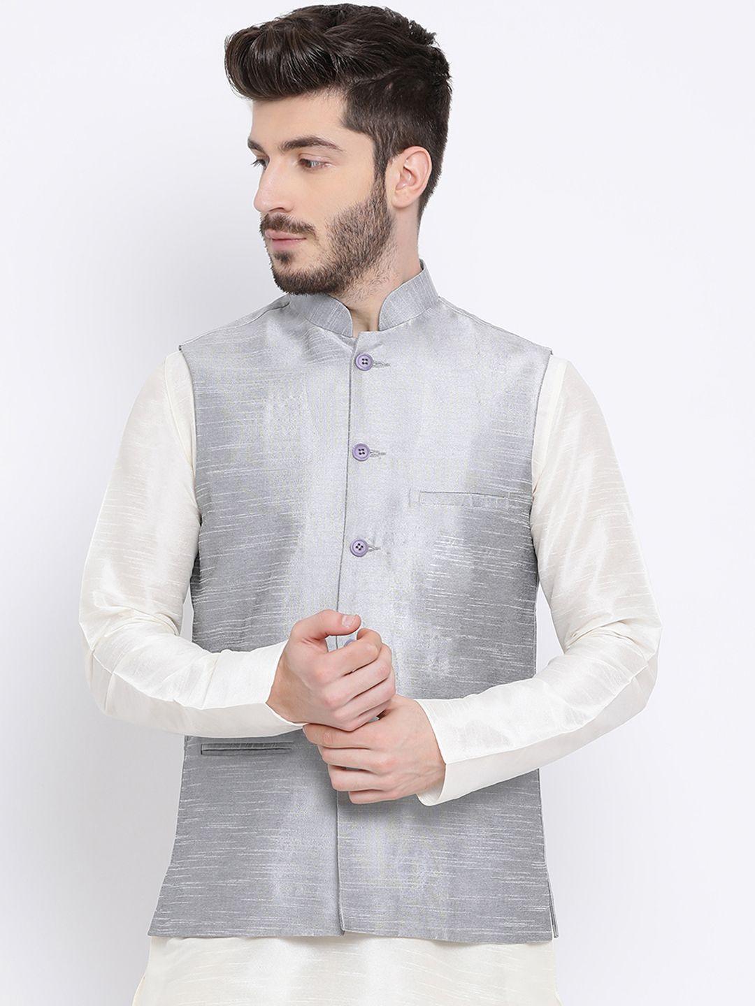 namaskar-men-silver-coloured-solid-woven-nehru-jacket