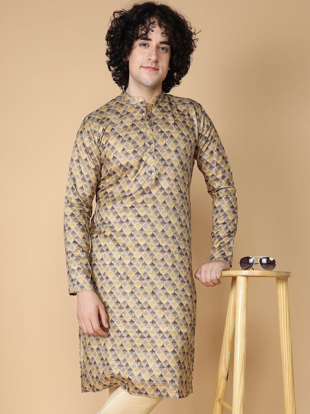 namaskar abstract printed silk kurta