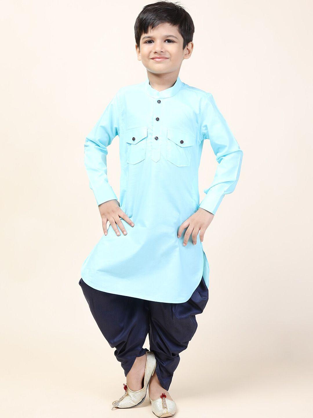namaskar boys blue pure cotton kurta with patiala