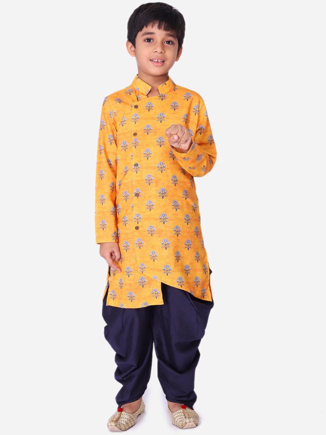 namaskar boys cotton linen printed kurta with patiala
