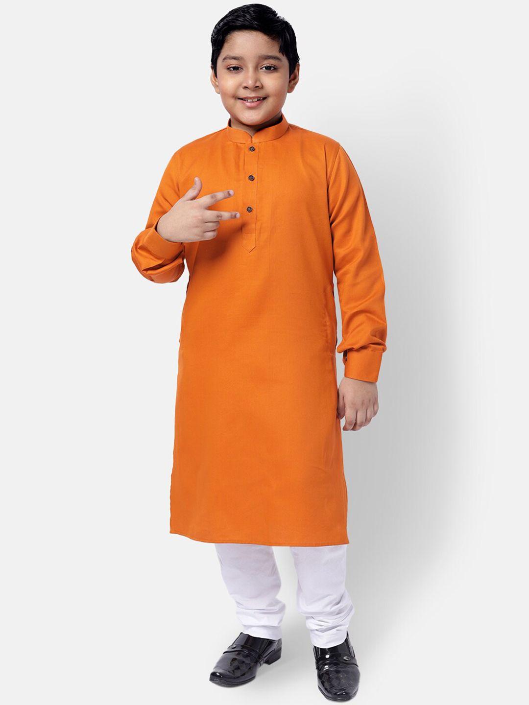 namaskar boys mandarin collar dupion silk kurta with churidar
