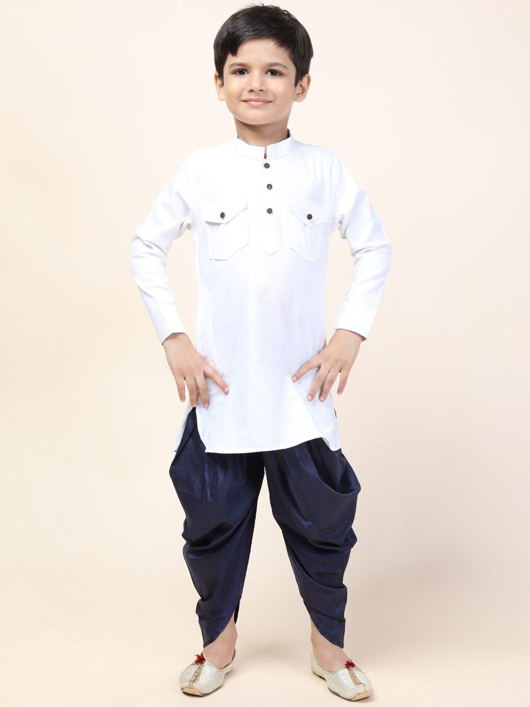 namaskar boys white pure cotton kurta with patiala set