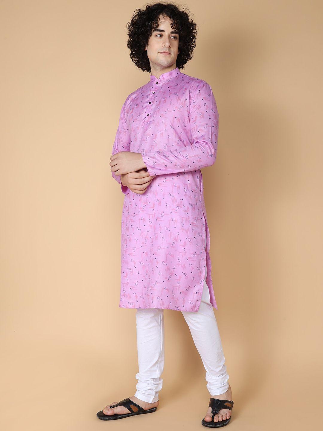 namaskar floral printed pure cotton kurta with churidar