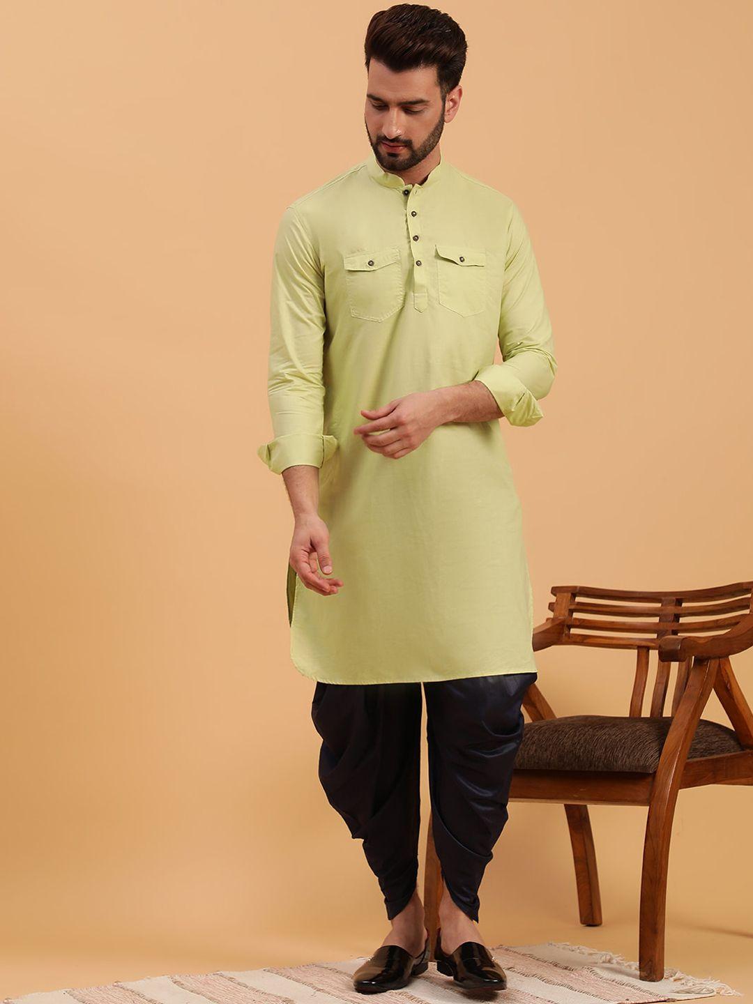 namaskar mandarin collar roll-up sleeves cotton pathani kurta