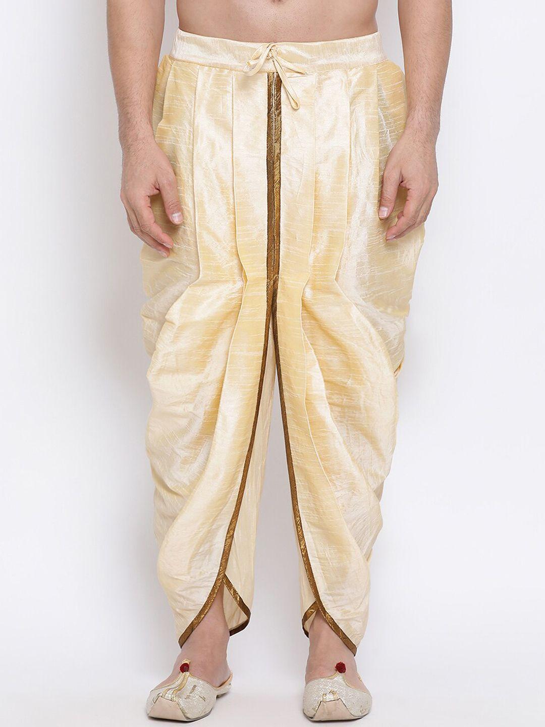 namaskar men cream solid dhoti pants