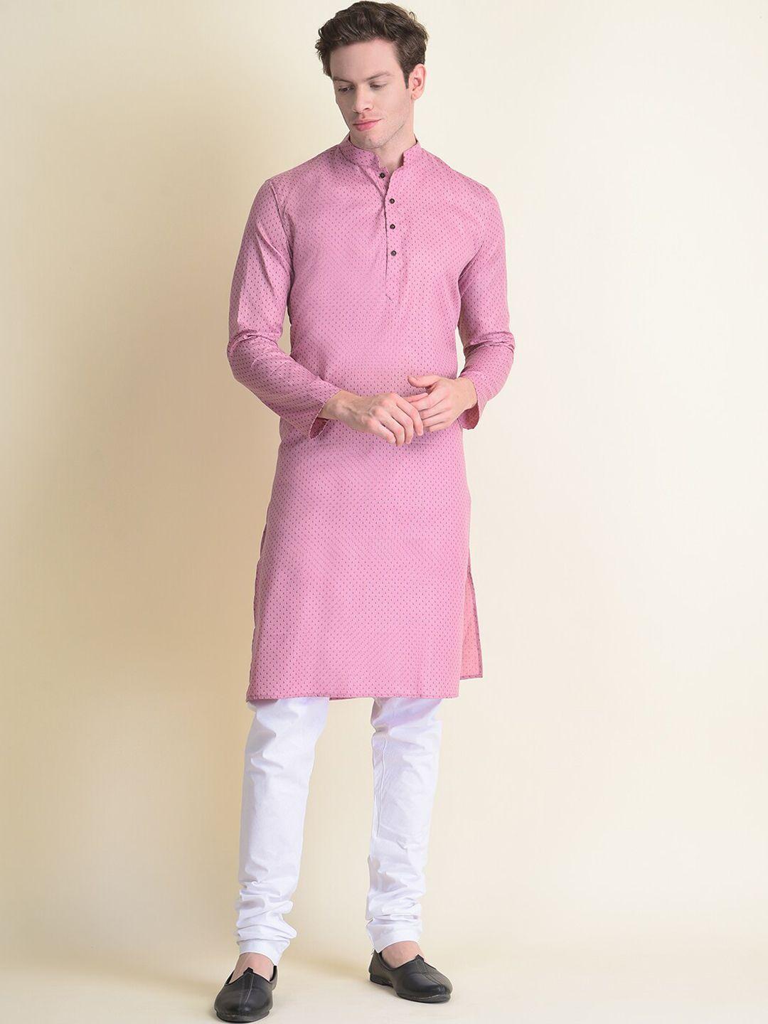 namaskar men geometric printed pure cotton kurta with churidar