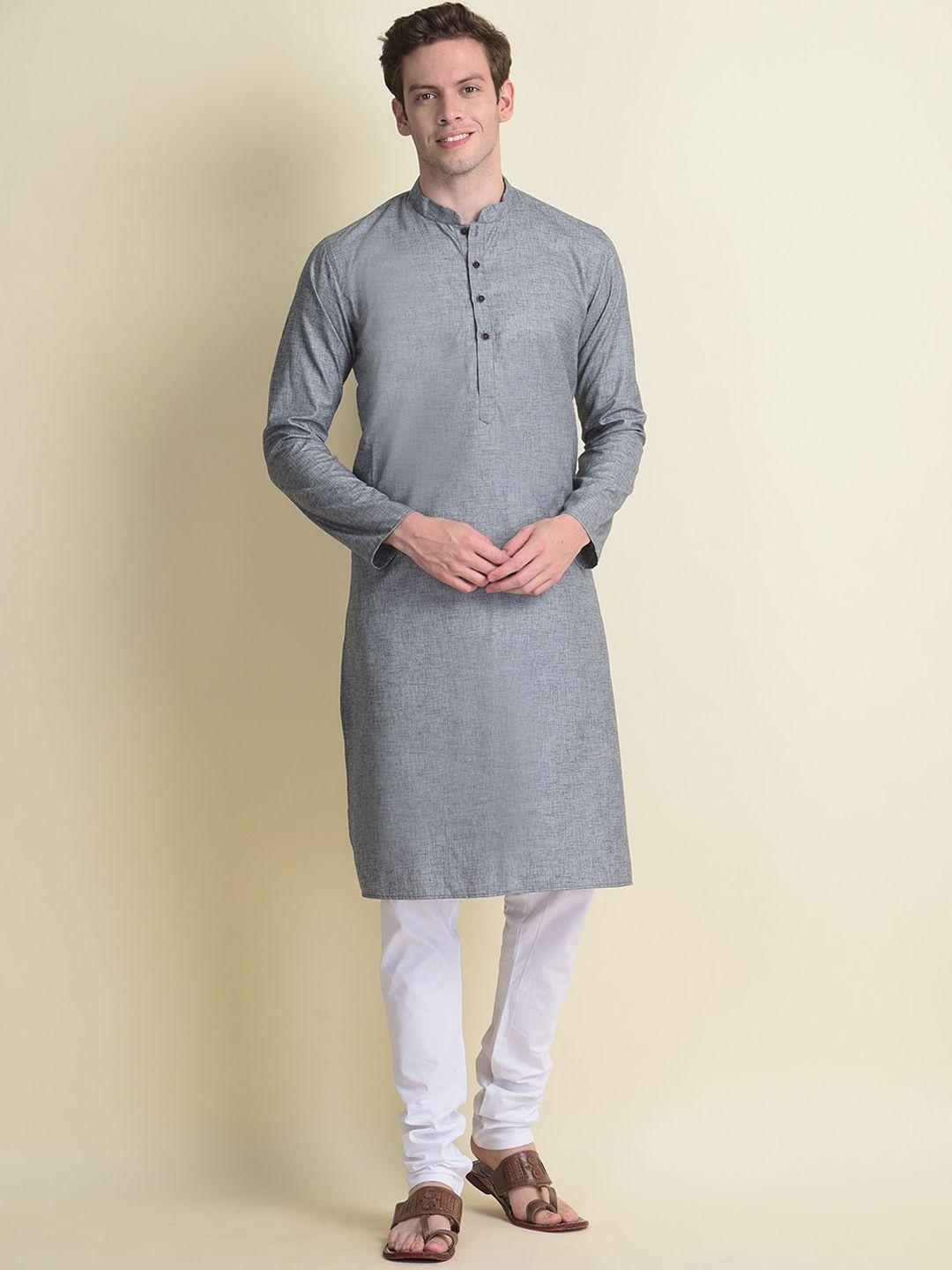namaskar men grey pure cotton kurta with churidar