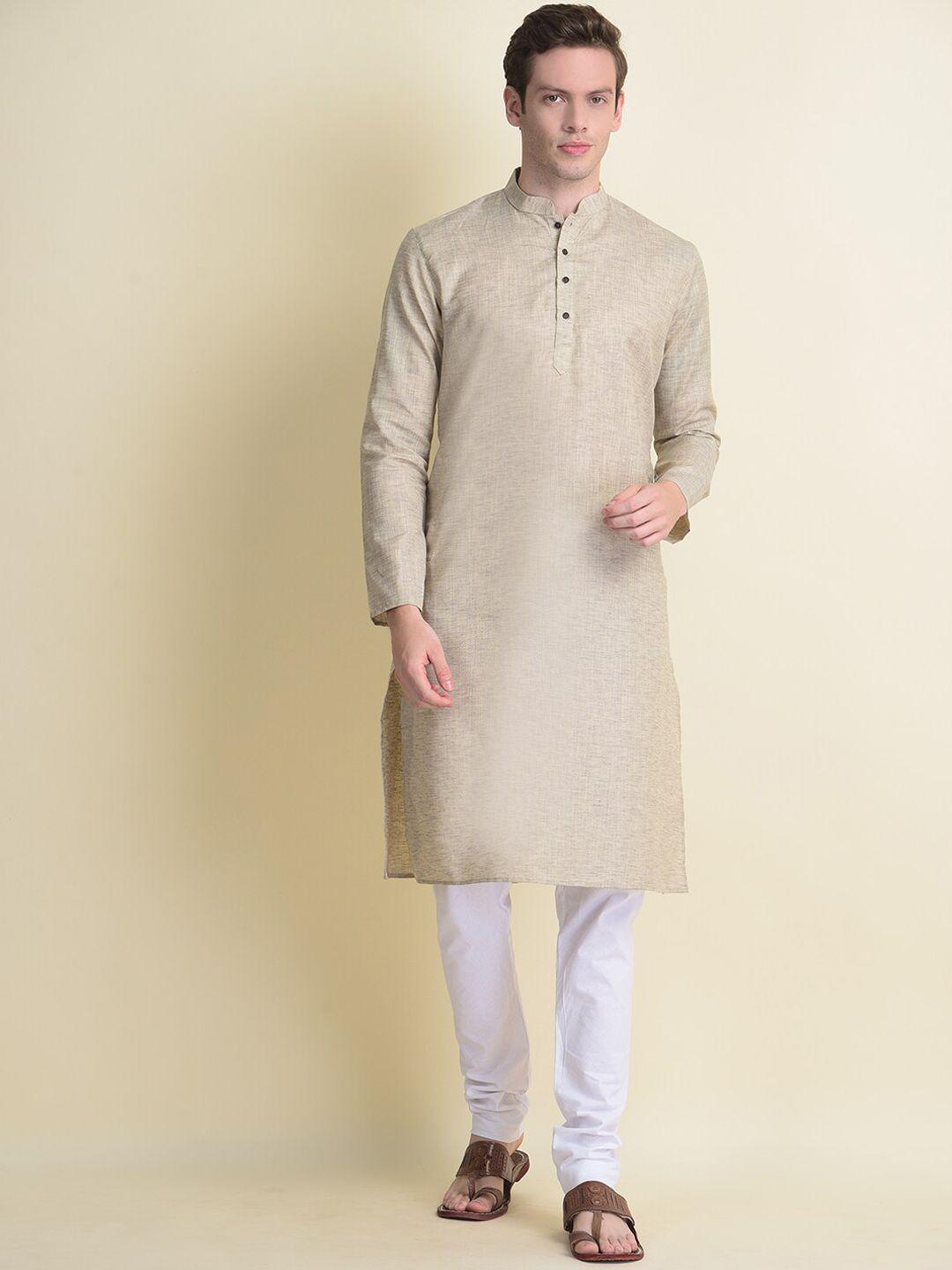 namaskar men grey thread work kurta