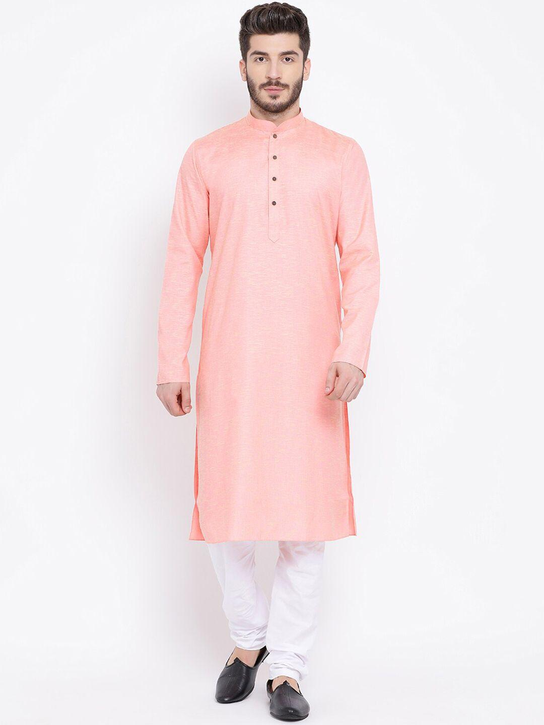namaskar men pink pure cotton kurta with churidar