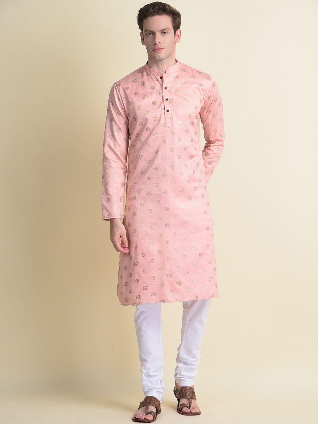 namaskar men pink thread work kurta