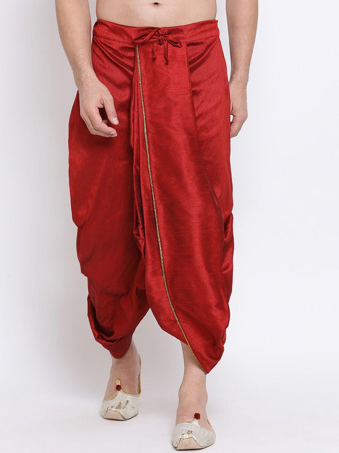 namaskar men red solid dhoti pants