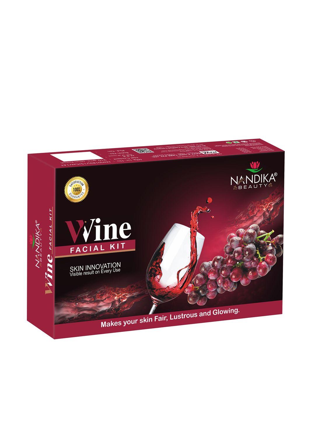 nandika beauty unisex wine facial kit for lustrous & glowing skin - 310g