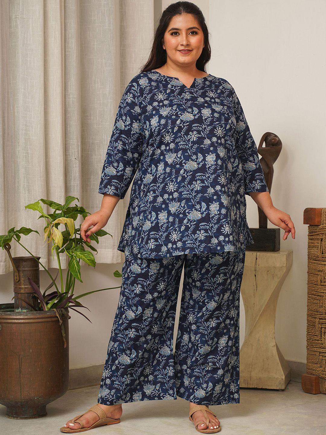 nangalia ruchira printed pure cotton tunic & top co-ords set