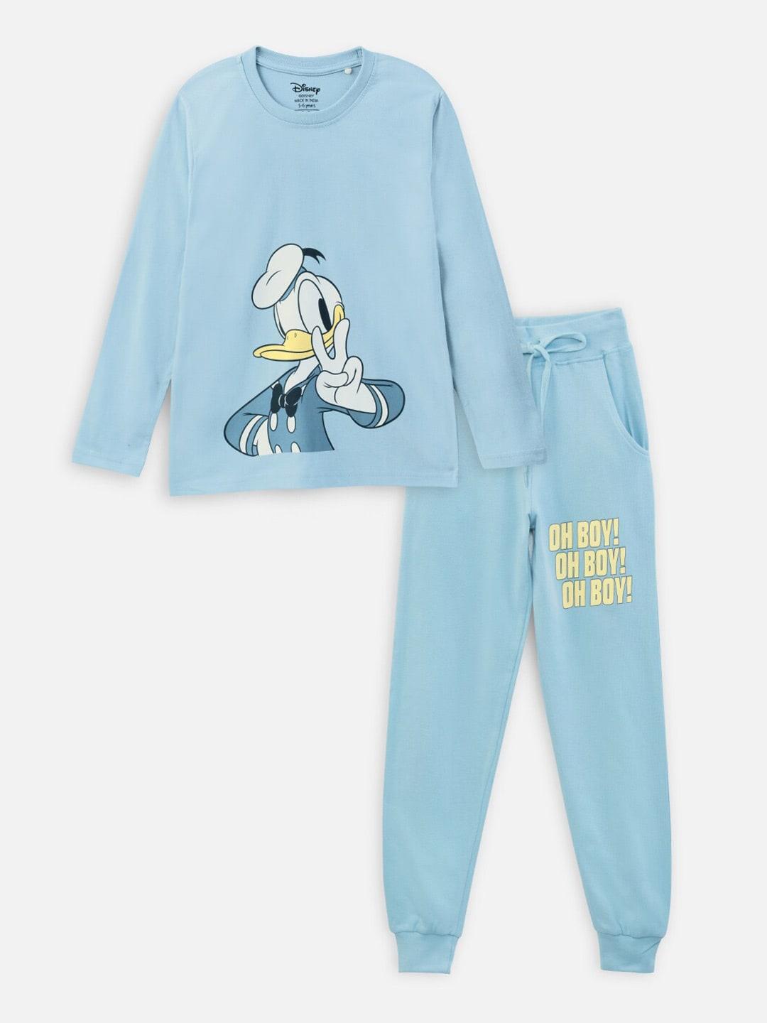 nap chief kids donald duck printed pure cotton t-shirt with trousers