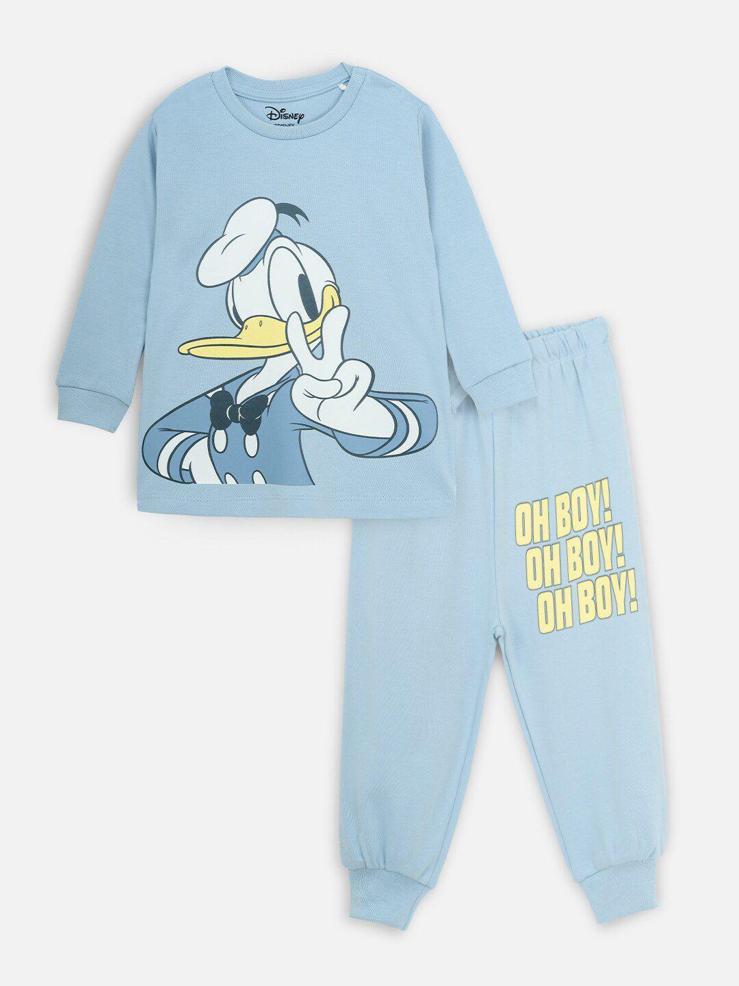 nap chief kids pure cotton disney donald duck printed tshirt & pajama set