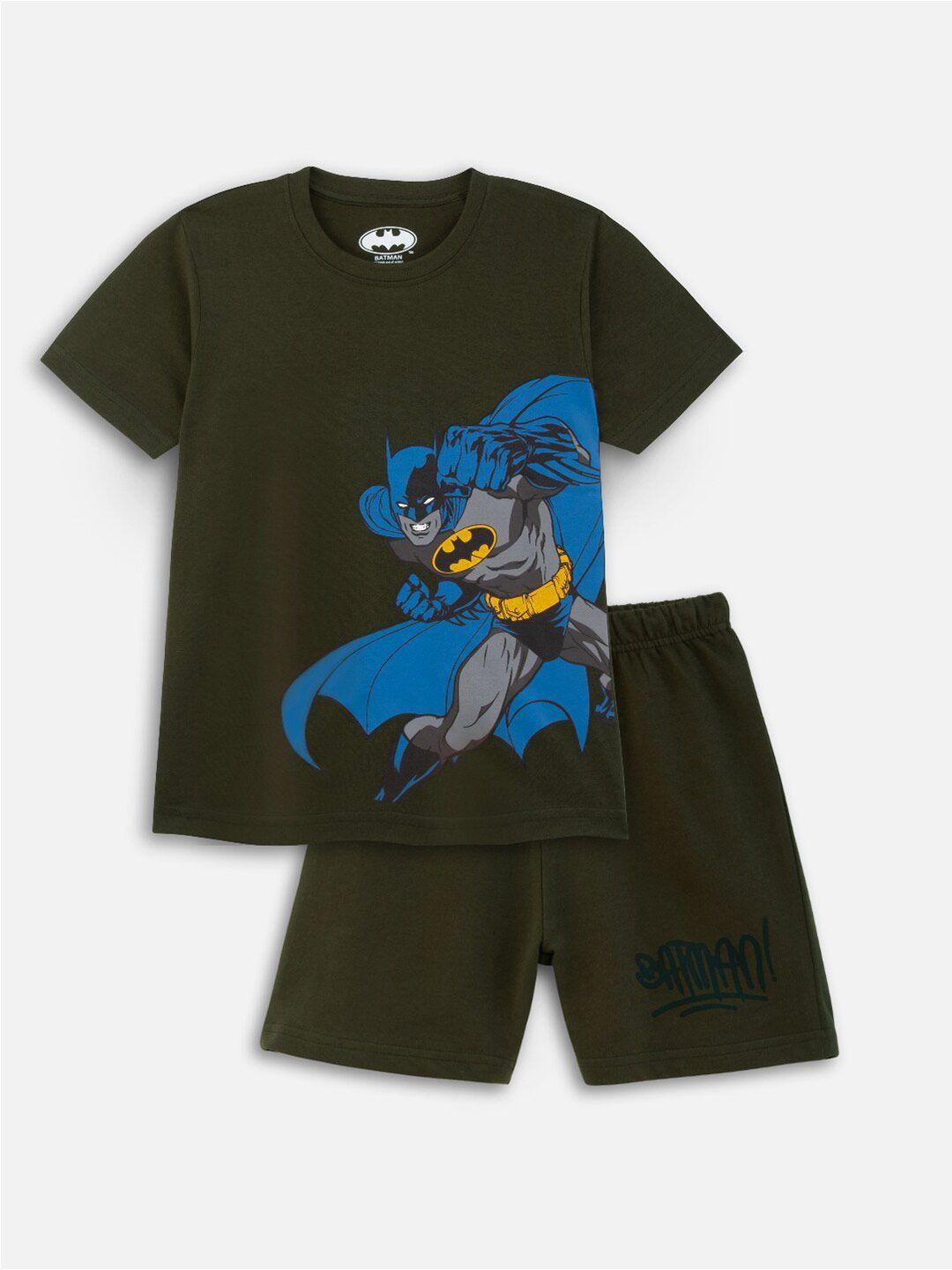 nap chief kids batman printed pure cotton t-shirt with shorts