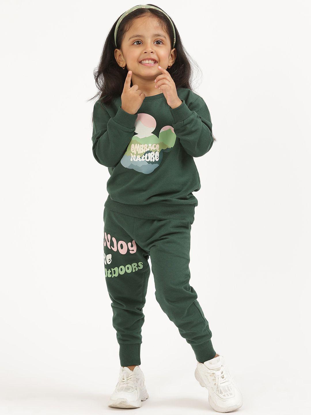 nap chief kids green & white mickey mouse clothing set
