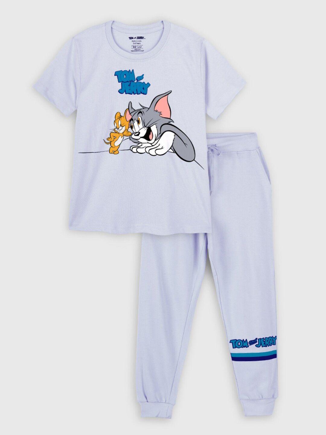 nap chief unisex kids blue & grey printed t-shirt with pyjamas