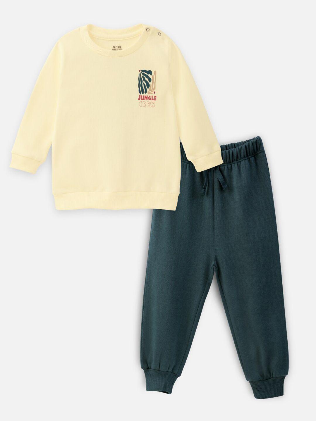 nap chief unisex kids yellow printed t-shirt with pyjamas