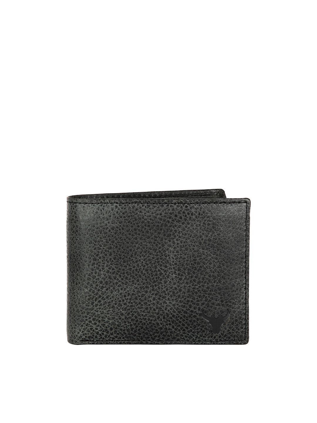 napa hide men black leather rfid textured two fold wallet
