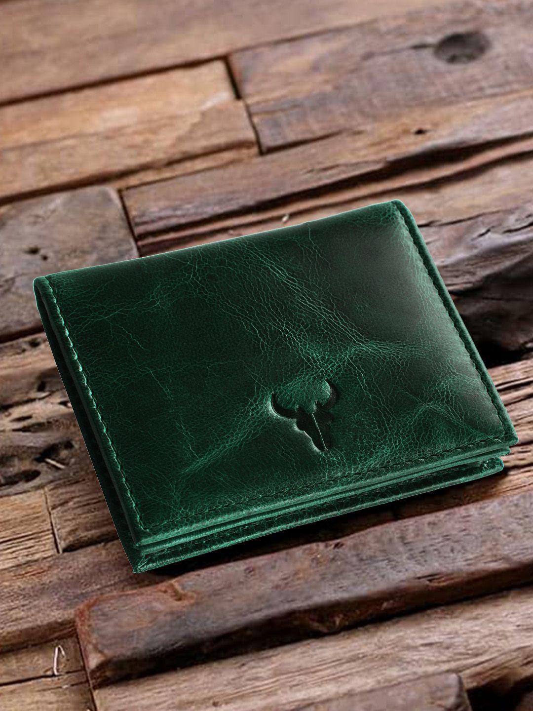 napa hide men green textured two fold wallet