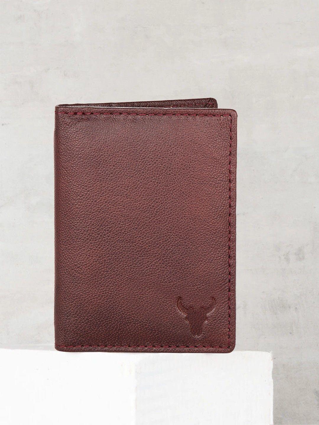 napa hide men maroon solid rfid protected leather two fold wallet