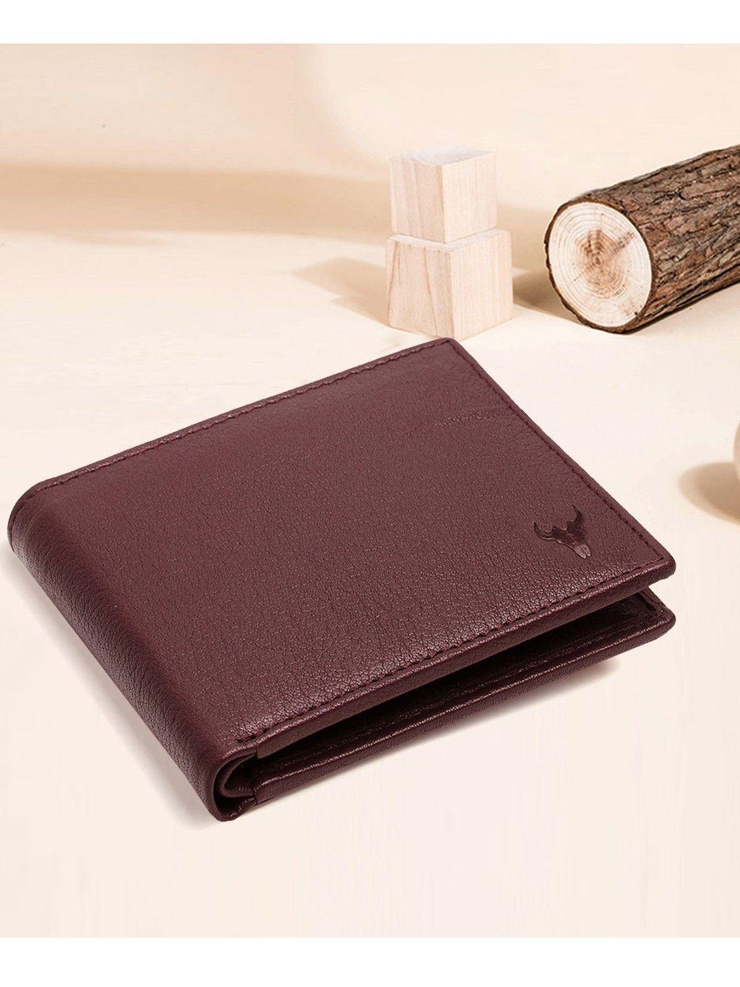 napa hide men maroon solid two fold wallet