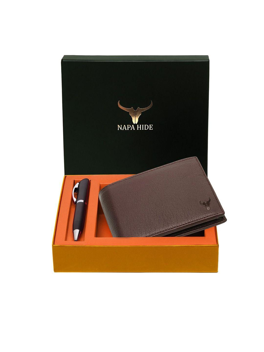 napa hide men rfid protected genuine high quality leather accessory gift set