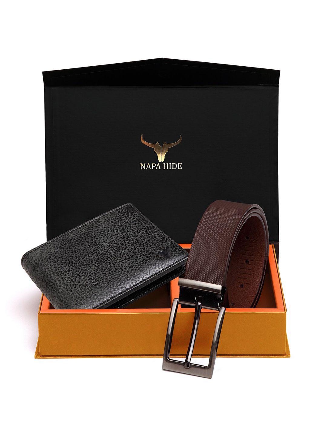 napa hide men rfid protected genuine high quality leather wallet & belt accessory gift set