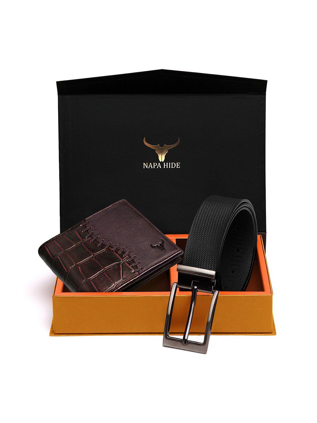 napa hide men rfid protected genuine high quality leather wallet & belt accessory gift set