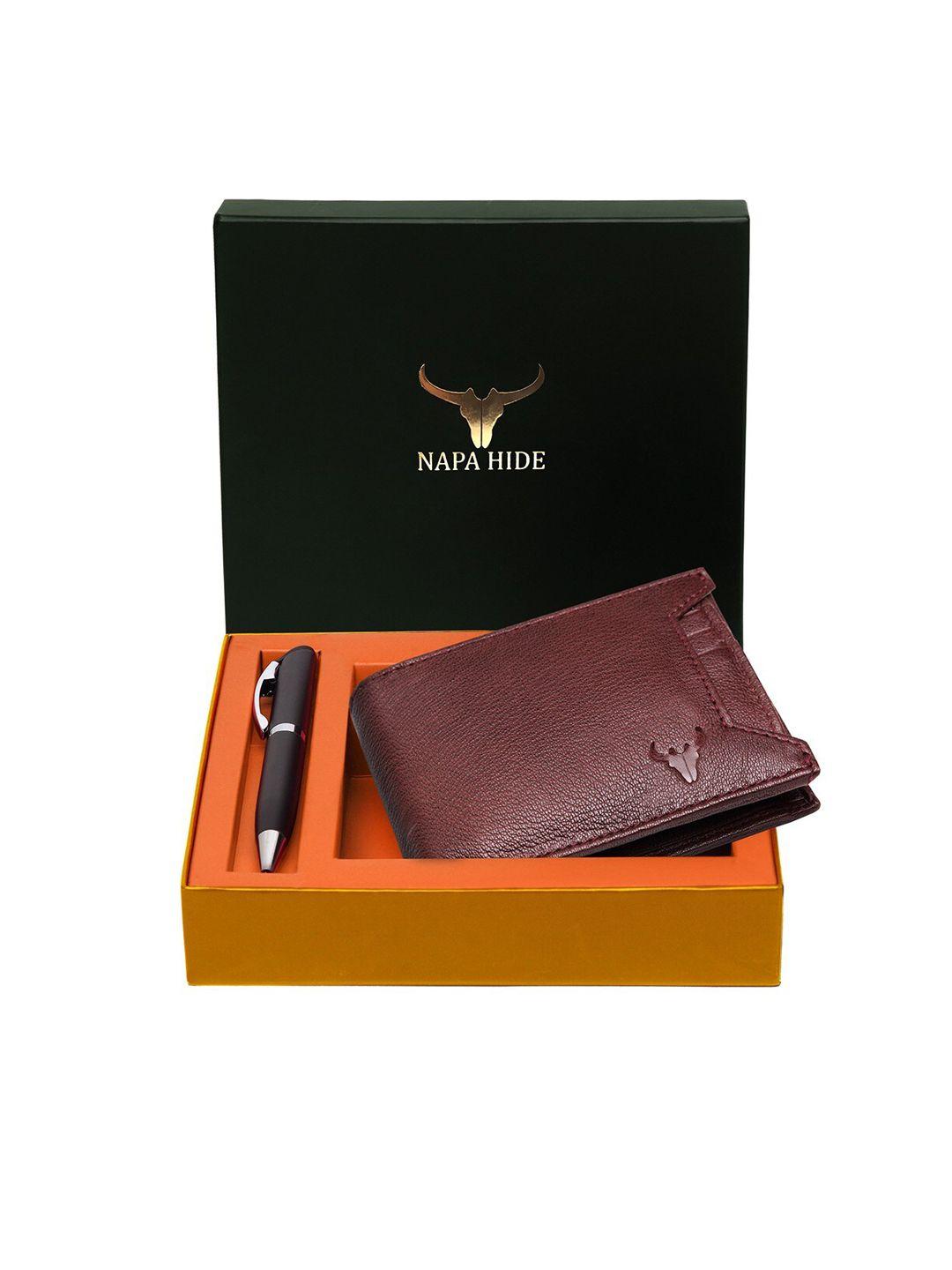 napa hide men rfid protected genuine high quality leather wallet & pen accessory gift set