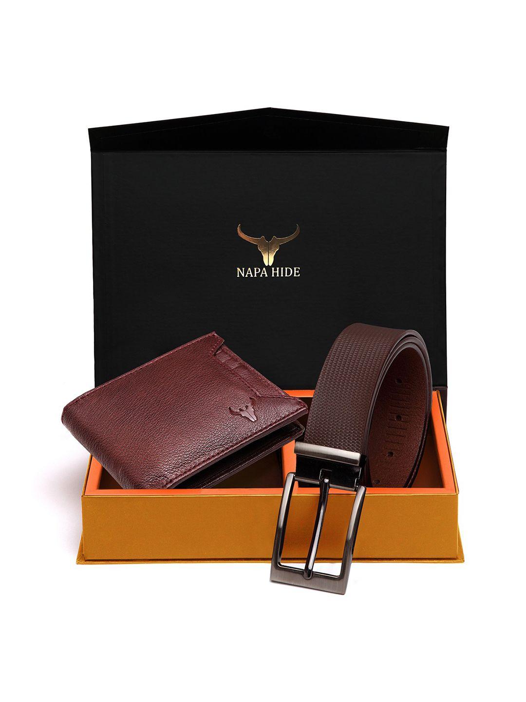 napa hide men rfid protected genuine leather wallet & belt accessory gift set