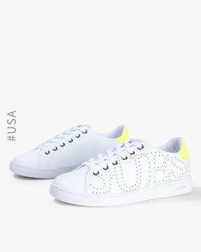 nappa textured lace-up casual shoes