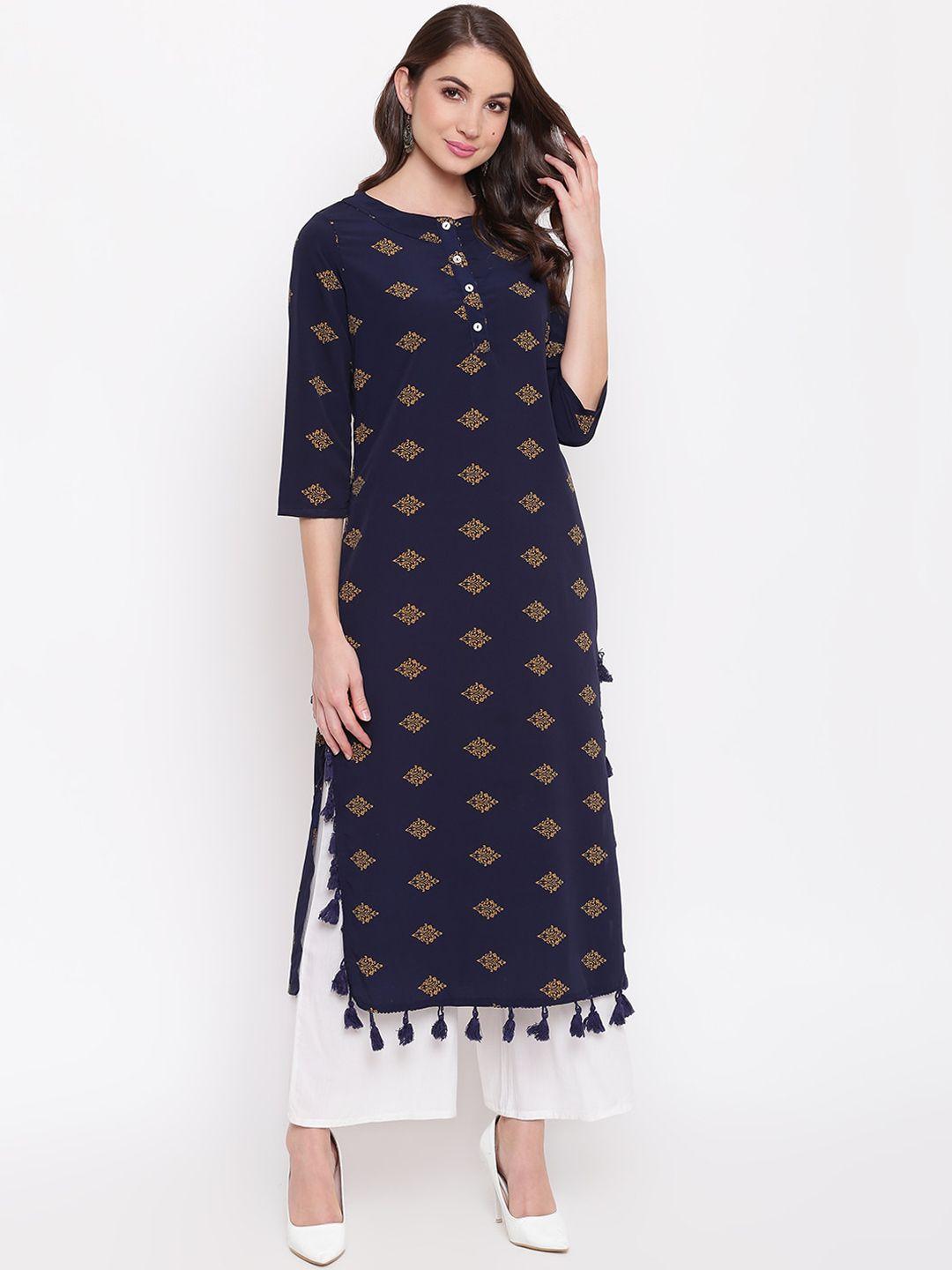 napra curved ethnic motifs printed straight kurta