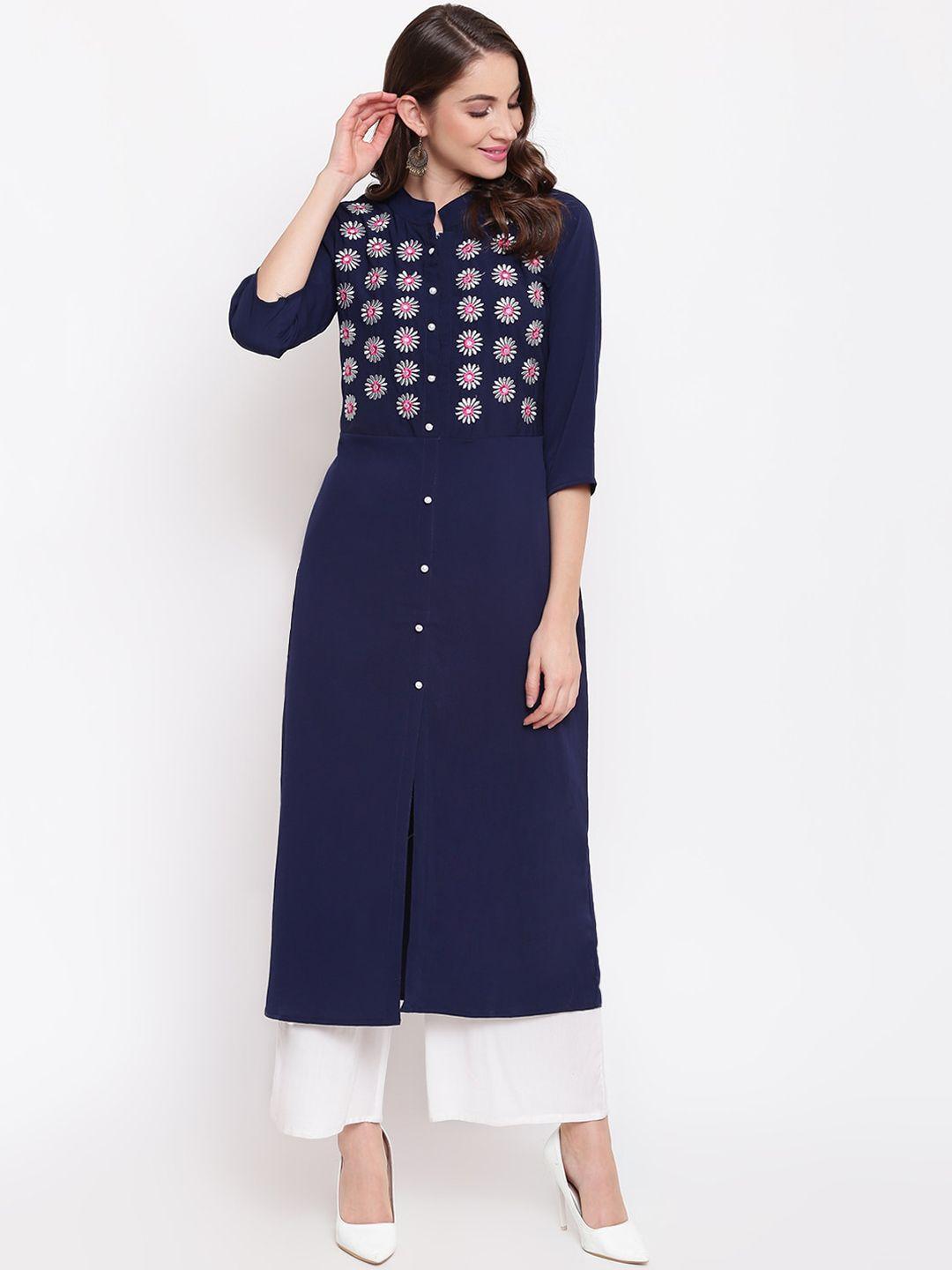 napra floral yoke design thread work a-line kurta