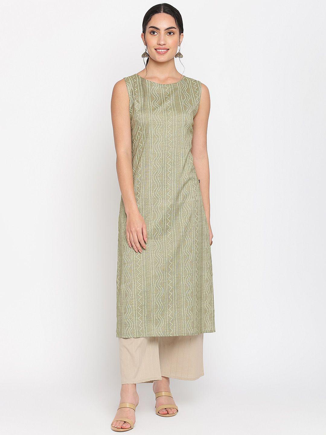 napra geometric printed round neck cotton kurta