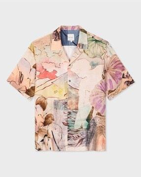 narcissus print regular fit shirt