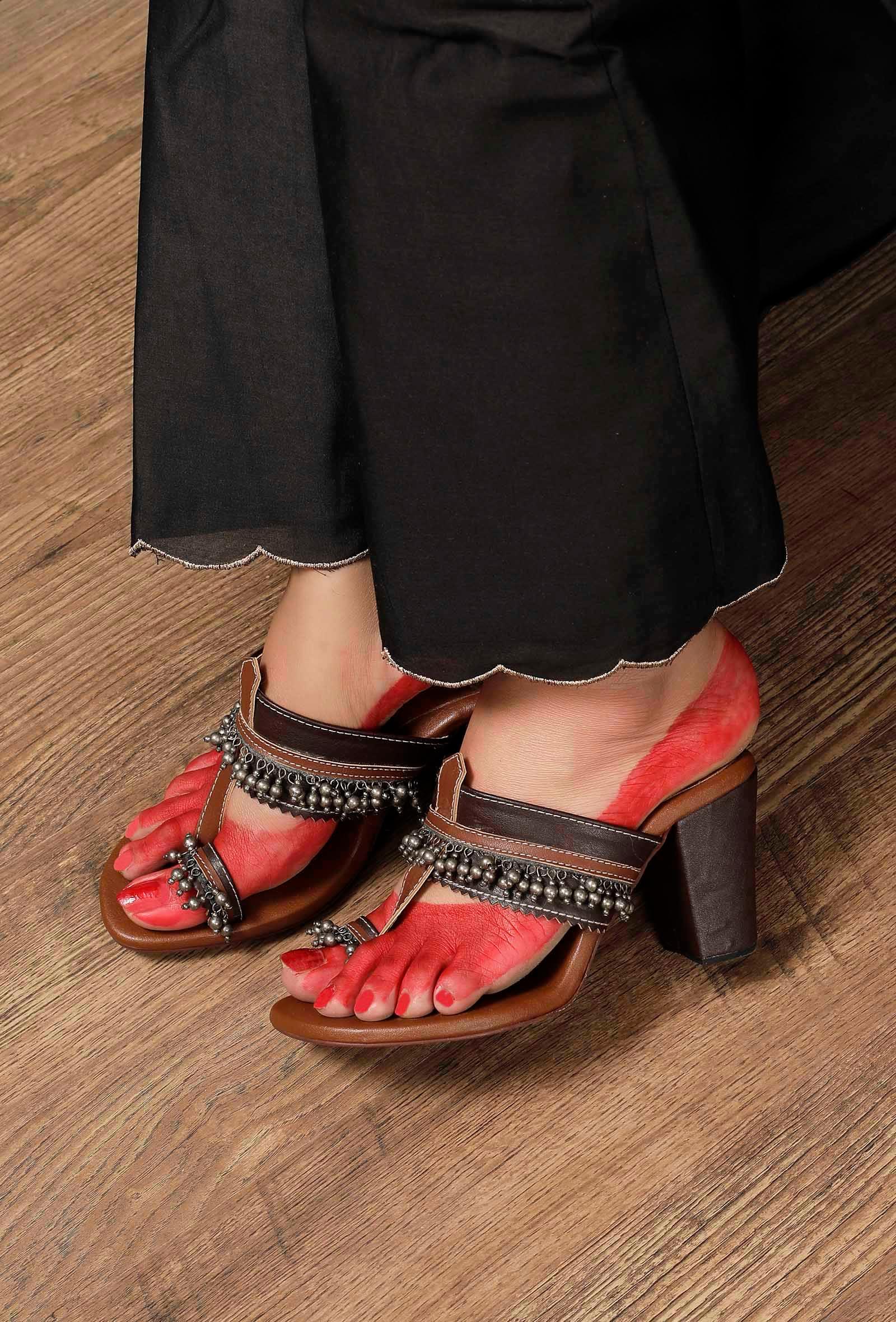 nargis-brown-ghungroo-tribal-heels