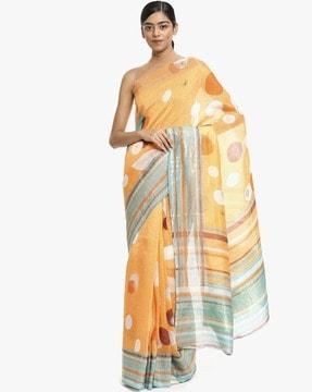 nargis geometric print saree with contrast border