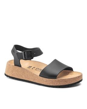 narrow fit flat sandals with buckle fastening