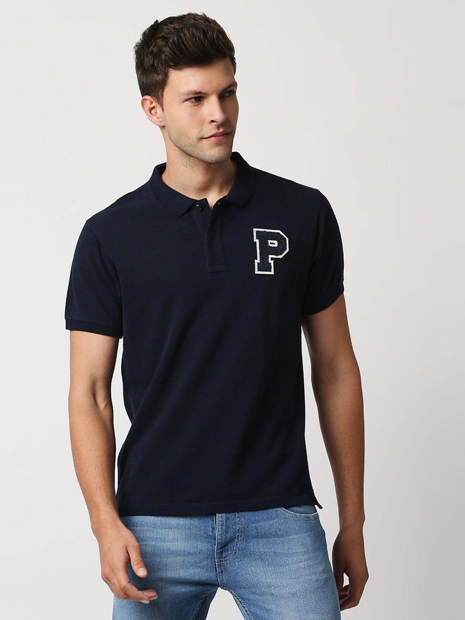narses towel embroidered navy blue polo t-shirt