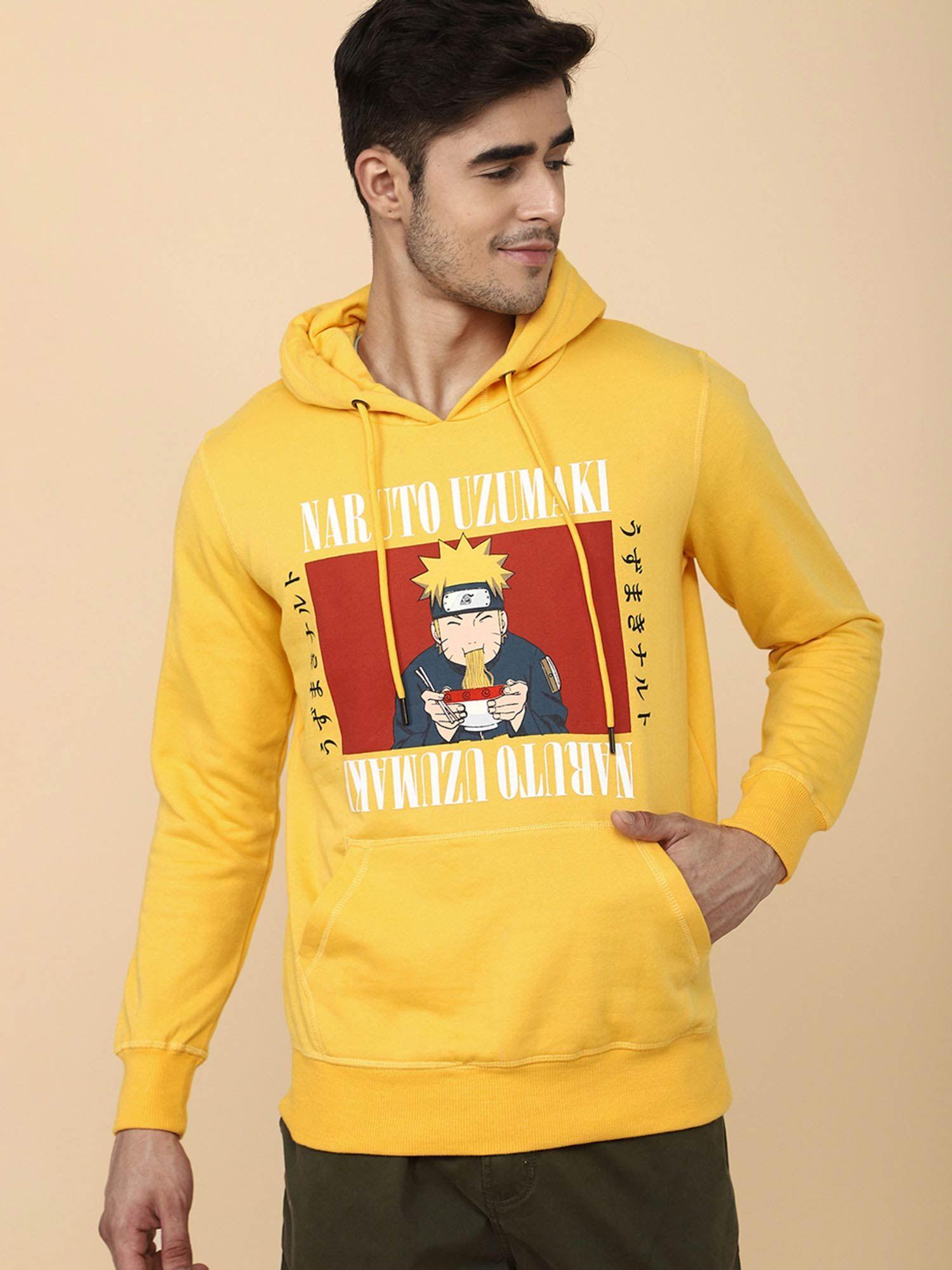naruto printed yellow sweatshirt for men