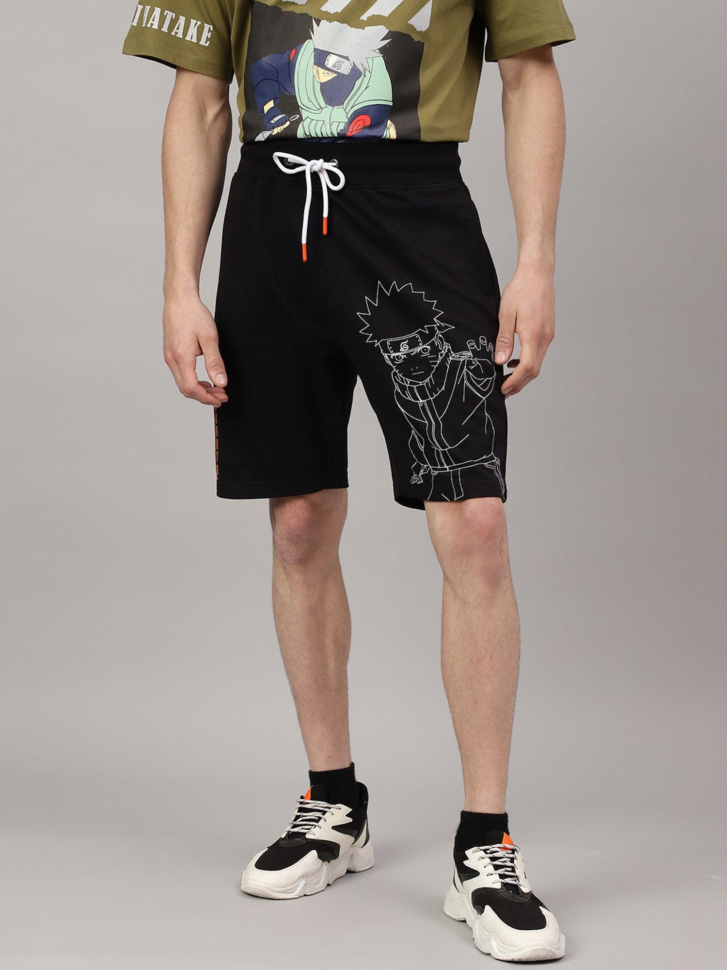 naruto printed regular fit shorts for men