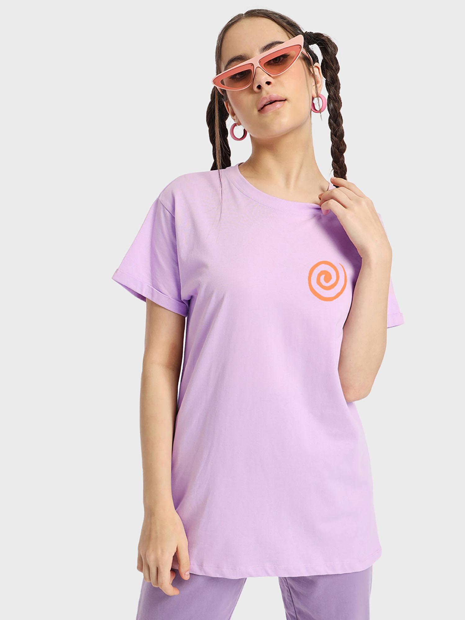 naruto women's lavender naruto uzumaki graphic printed boyfriend t-shirt