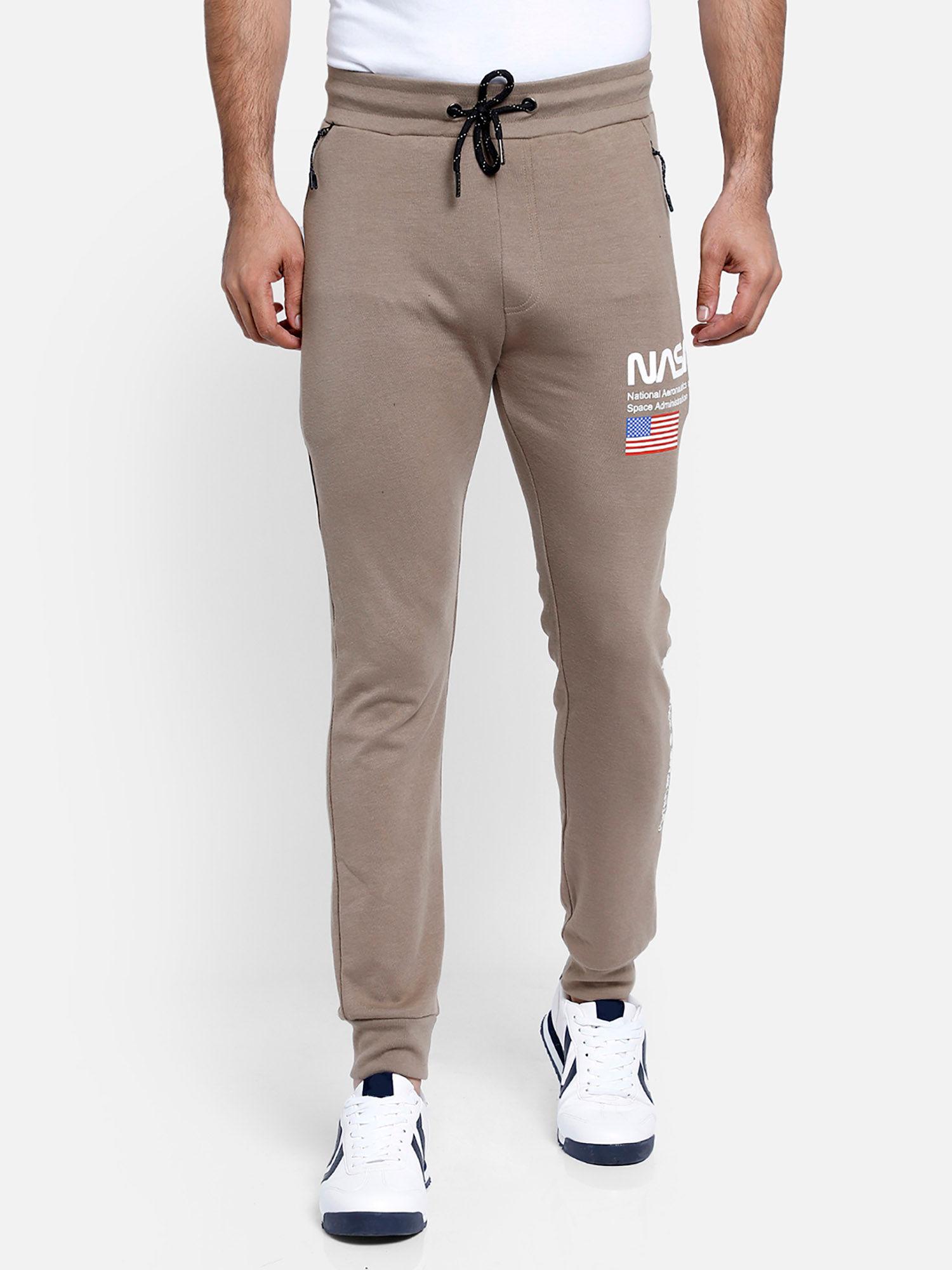nasa featured beige joggers for men