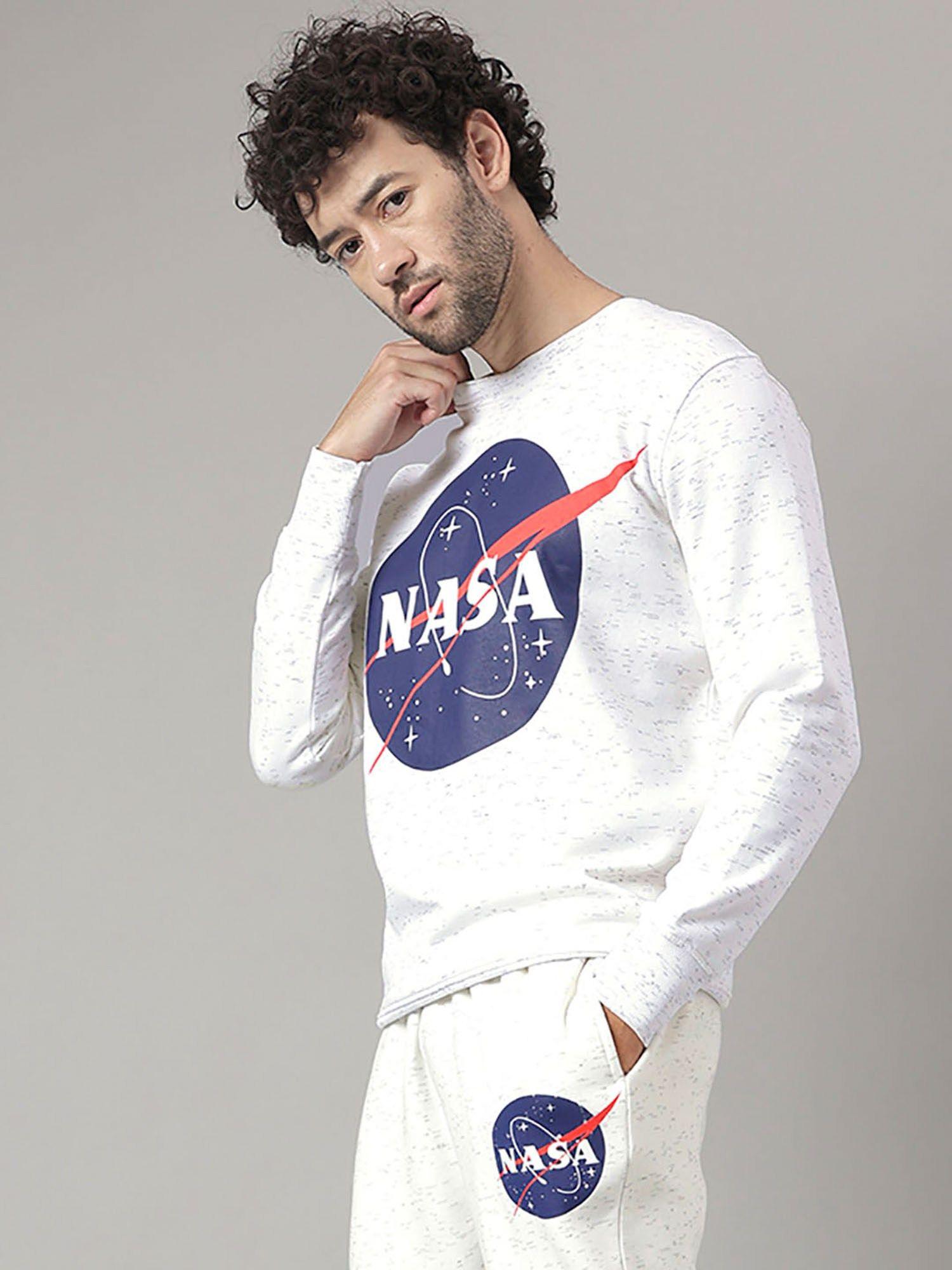 nasa printed white sweatshirt for men