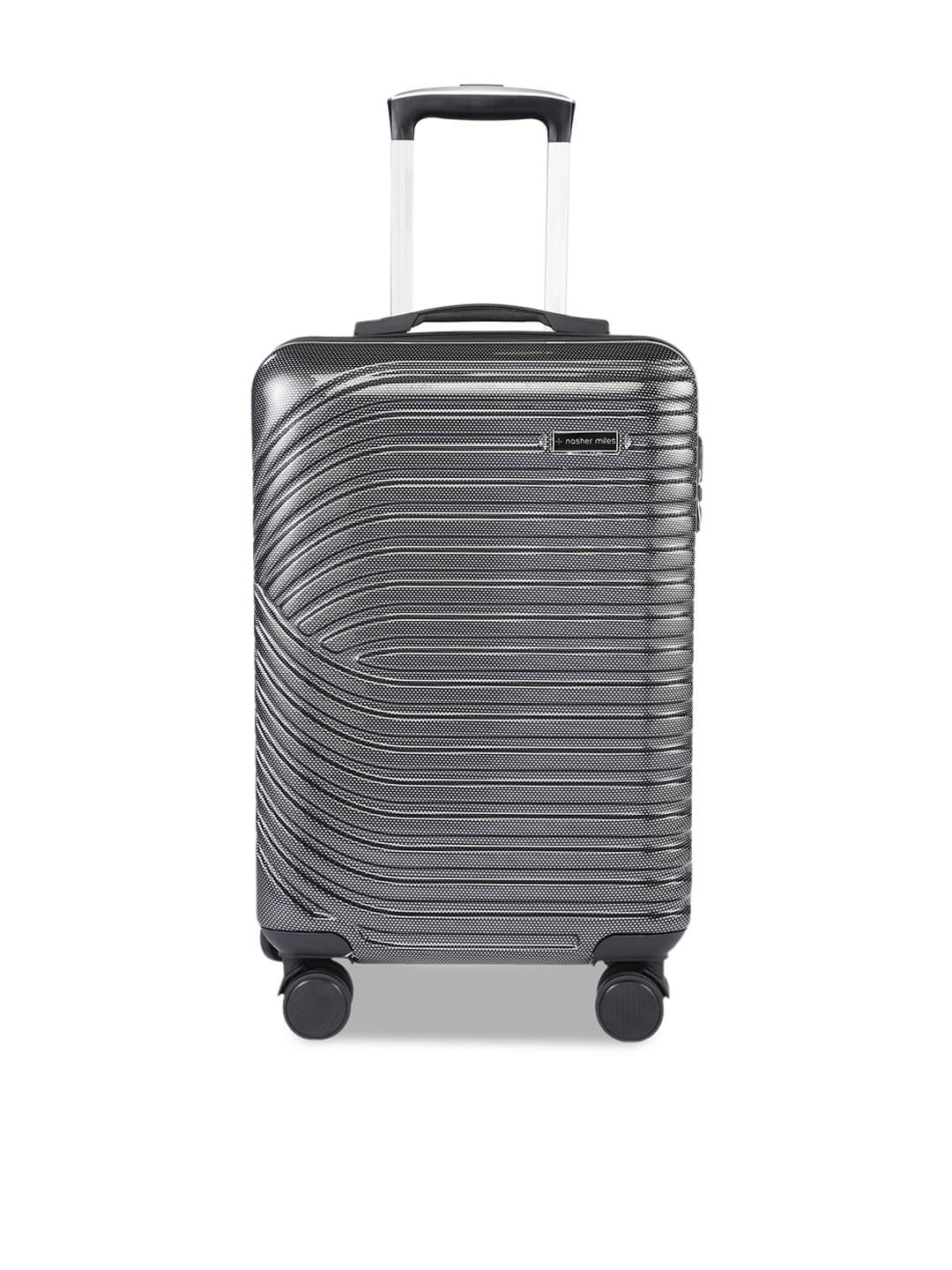 nasher miles black textured hard-sided small hard-sided trolley suitcase