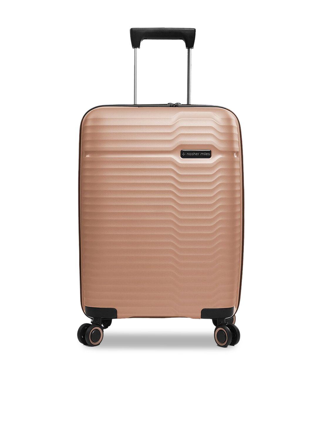 nasher miles gold colored polypropylene cabin luggage-55cm
